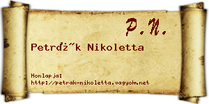 Petrák Nikoletta névjegykártya