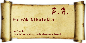 Petrák Nikoletta névjegykártya